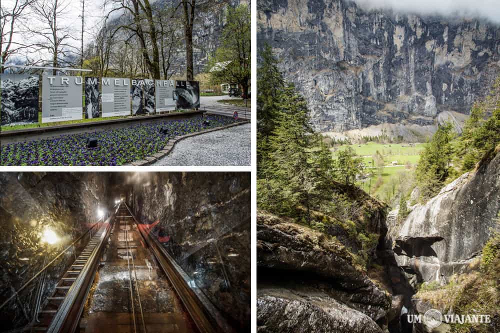 Entrada das Trummelbach Falls, Cachoeiras subterrâneas na Suíça