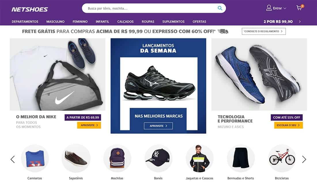 Ganhe 10 pontos Livelo por cada real gasto na Netshoes