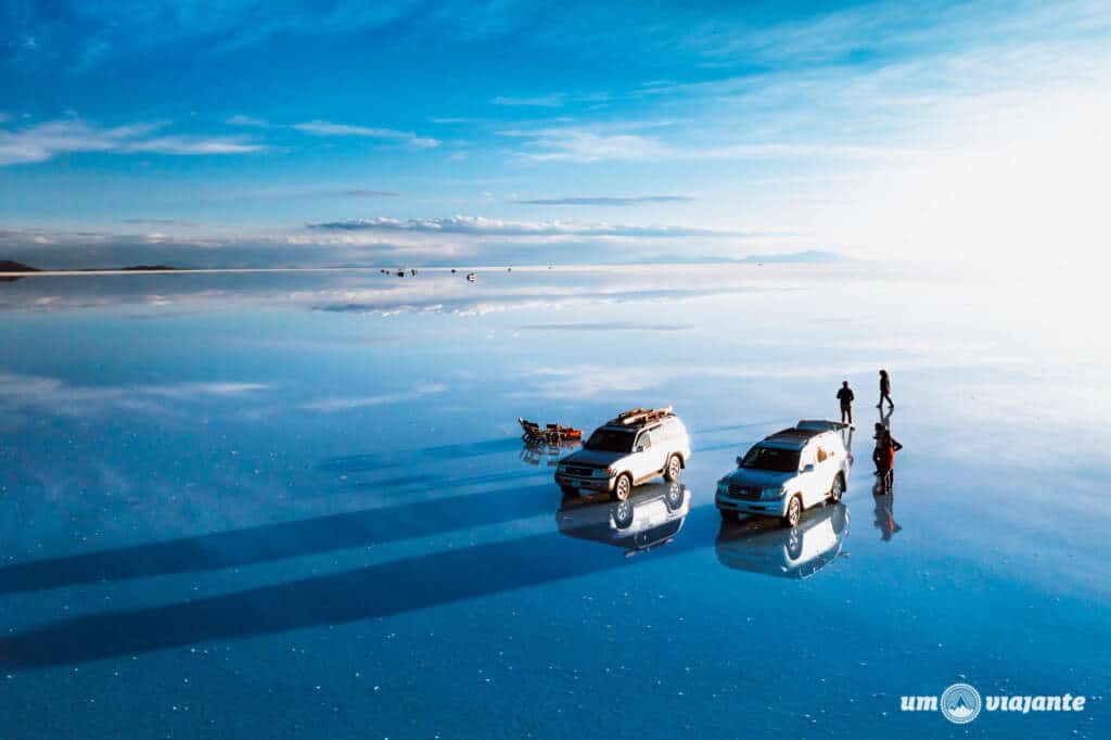 Estação seca e chuvosa no Salar de Uyuni