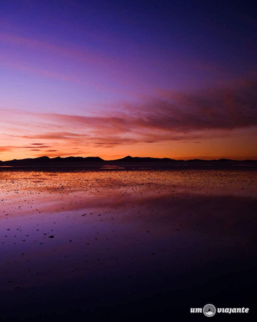 Pôr do sol no Salar de Uyuni