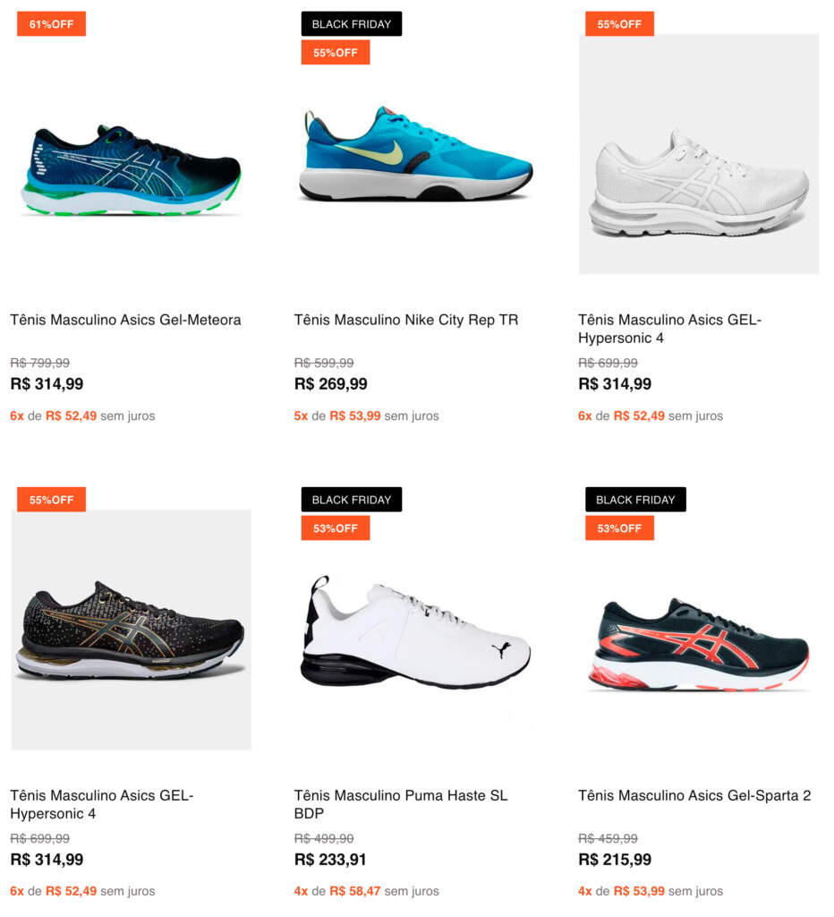 Tênis para academia masculino com desconto