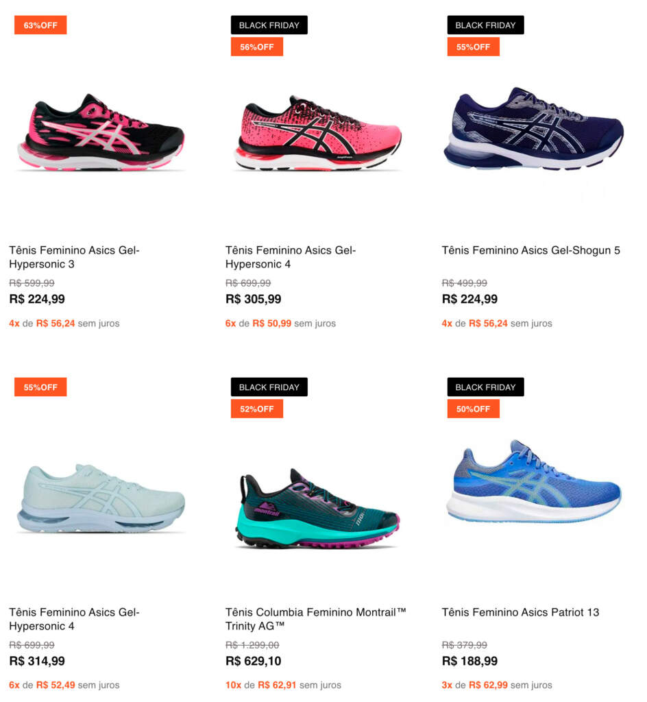 Tênis para academia feminino com desconto