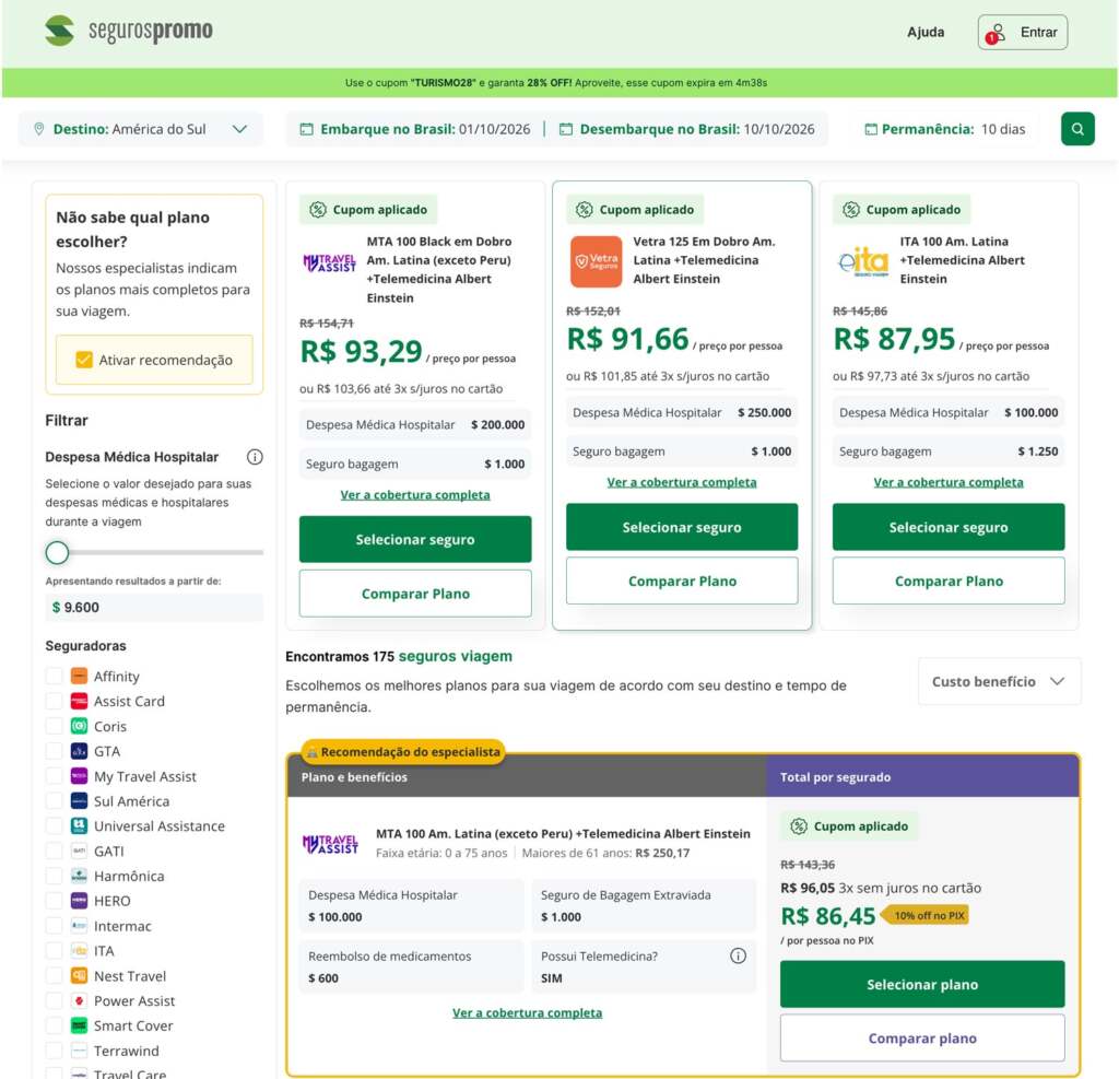 Seguro viagem Argentina 10 dias: cotação no Seguros Promo